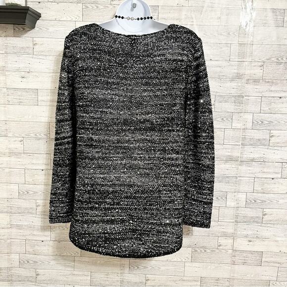 RAFAELLA Petite Black & Gray Sequin Pullover Sweater, XS - Picture 7 of 9